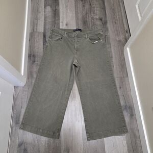 GAP High Rise Wide Leg Crop Cotton Blend Plus Size Green Pants